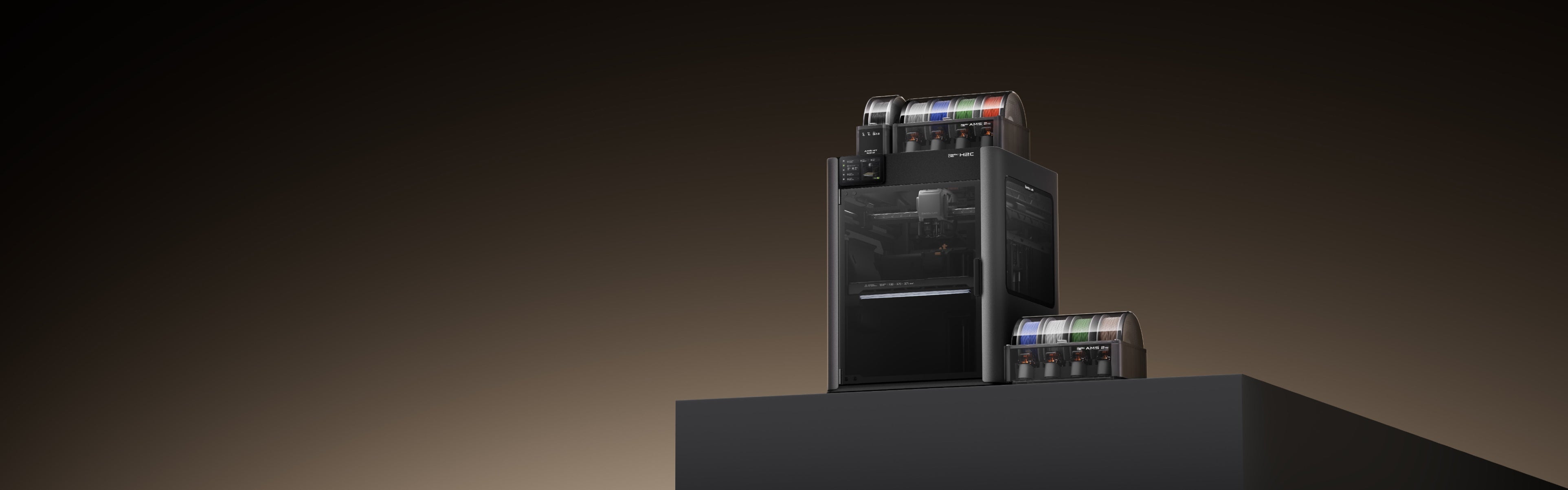 Small model of a 3d printer on a dark background