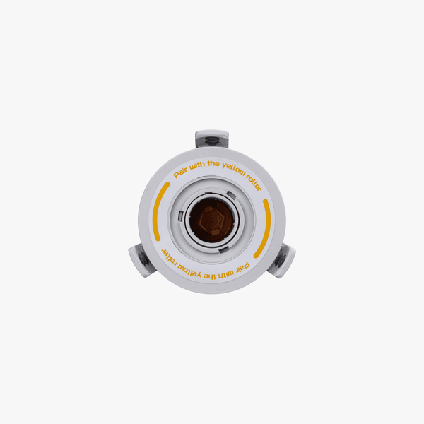 Yellow Bambu Lab AMS Rotary Spool Holder for AMS Lite 3D printer parts, shown with spool mounting features.