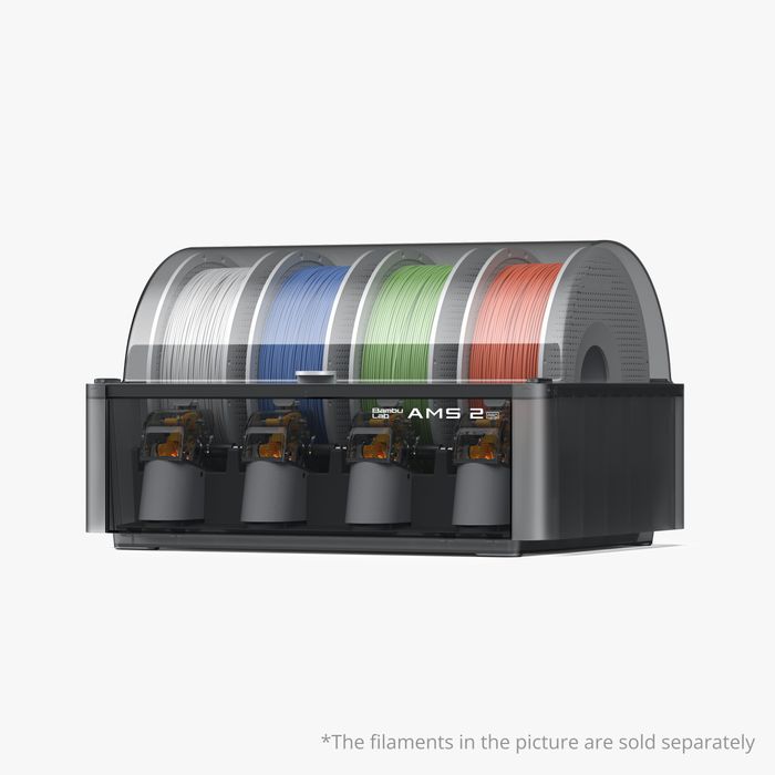 Bambu Lab AMS 2 Pro automatic material system for 3D printers, featuring multiple filament spools and advanced material management