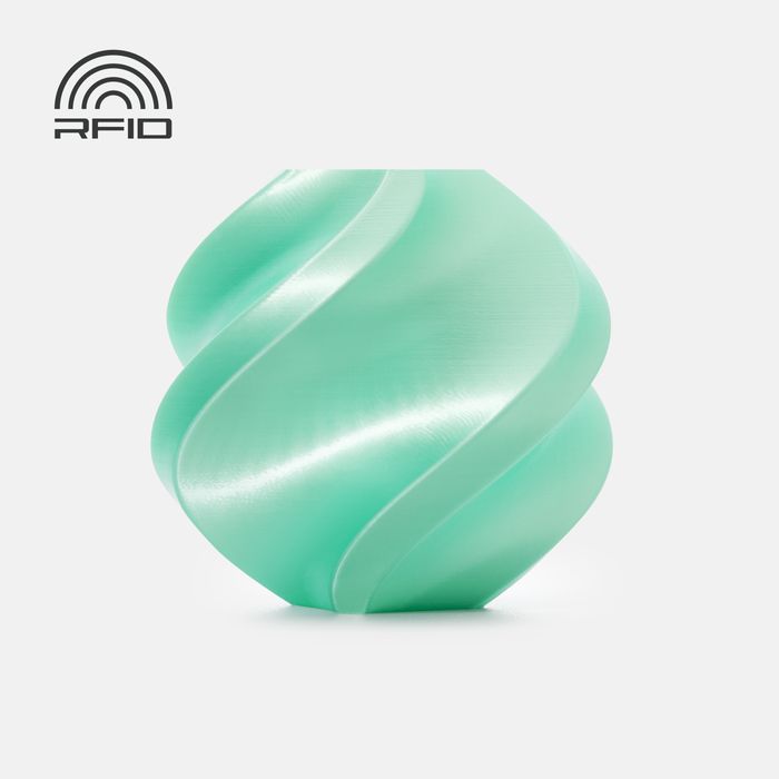 Bambu PLA Silk+ - Mint 3D-printed color sample