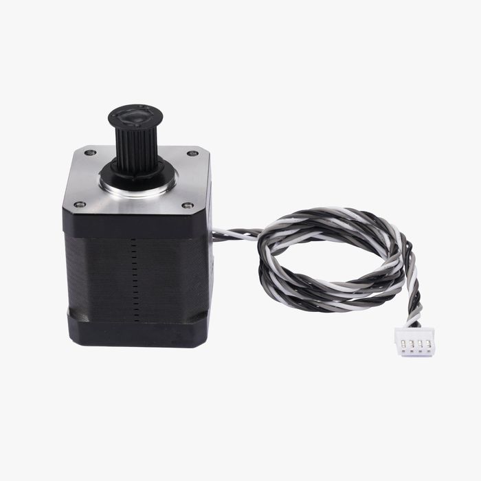 Bambu Lab XY stepper motor for 3D printer, shown as after-sales service part with mounting details.