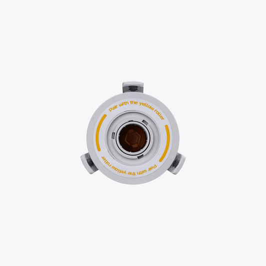 Yellow Bambu Lab AMS Rotary Spool Holder for AMS Lite 3D printer parts, shown with spool mounting features.
