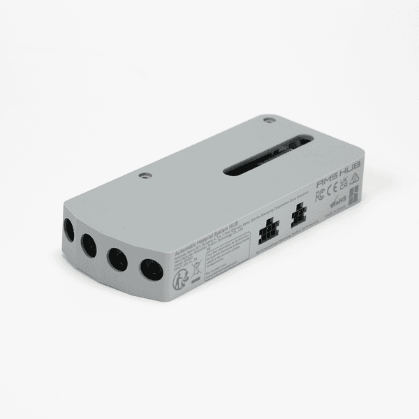 Bambu Lab AMS Hub for 3D printer AMS accessories, black plastic component with multiple ports for filament management.