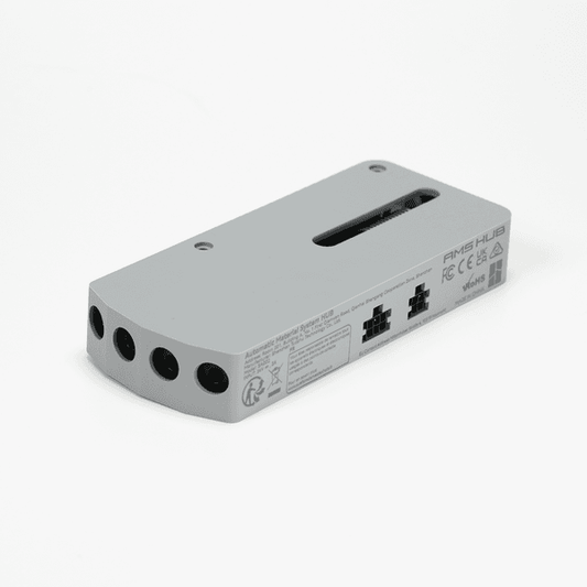 Bambu Lab AMS Hub for 3D printer AMS accessories, black plastic component with multiple ports for filament management.