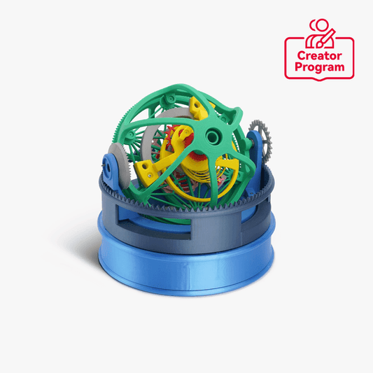 Bambu Lab Triple-axis Tourbillon Model Components Kit with intricate mechanical parts for 3D printing or assembly.