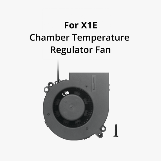 Bambu Lab Chamber Temperature Regulator Fan for 3D printing, black fan with blades, mounted in a 3D printer environment