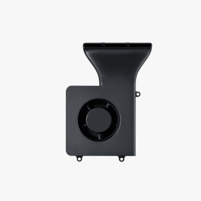 Bambu Lab auxiliary part cooling fan for 3D printers, with black blades and mounting frame, designed for efficient cooling.