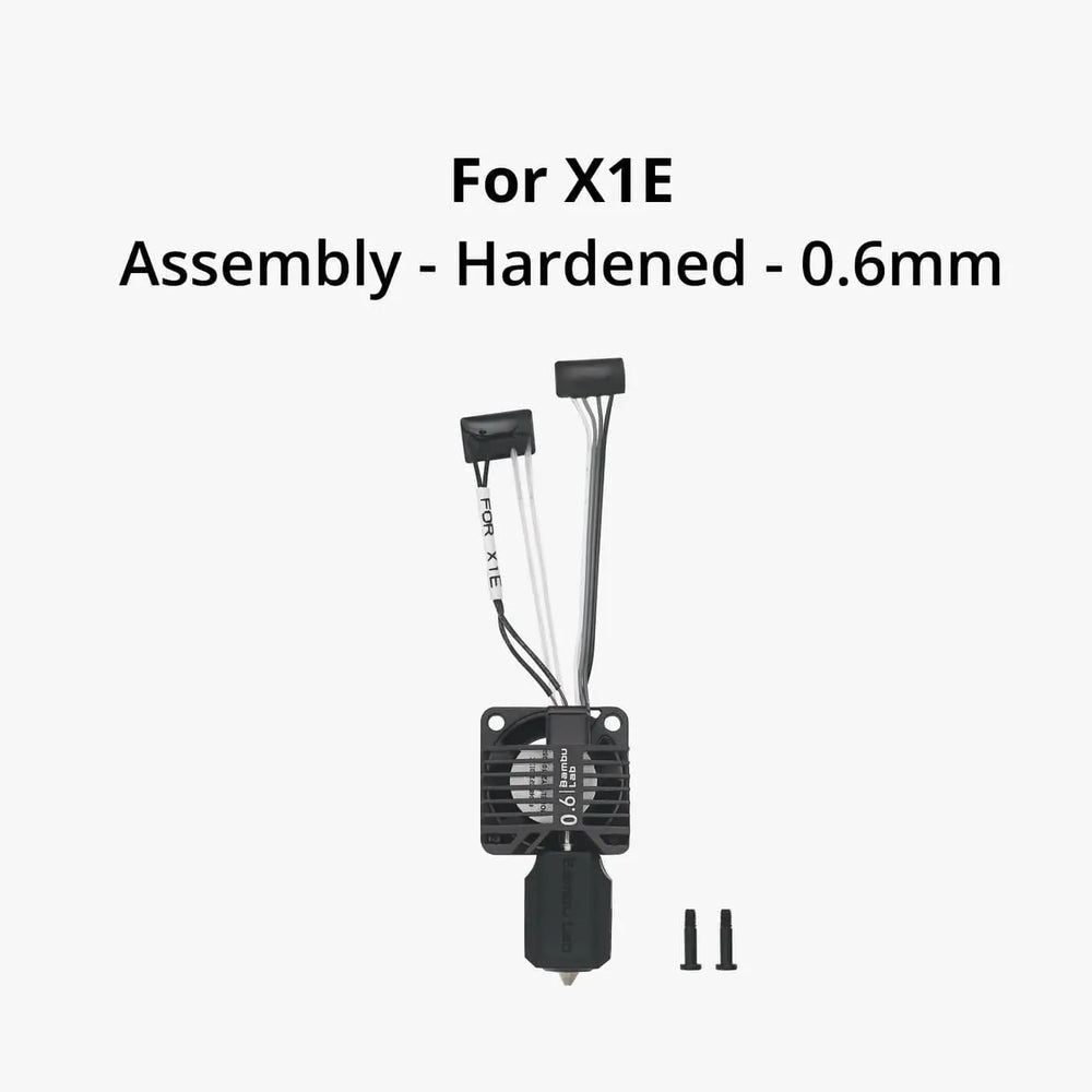 Bambu Lab Complete Hotend Assembly for X1E 0.2mm, showcasing the precision hotend components for 3D printing.