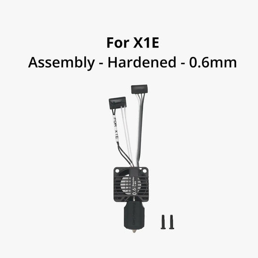 Bambu Lab Complete Hotend Assembly for X1E 0.2mm, showcasing the precision hotend components for 3D printing.