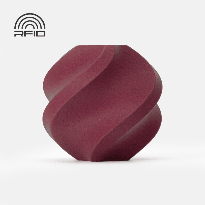 Bambu Lab PLA-CF - Burgundy Red 3D-printed color sample