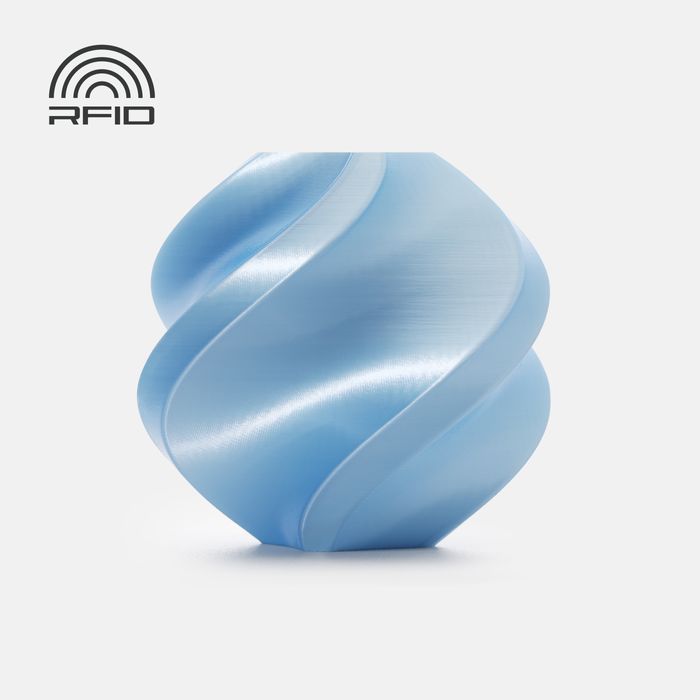 Bambu PLA Silk+ - Baby Blue 3D-printed color sample