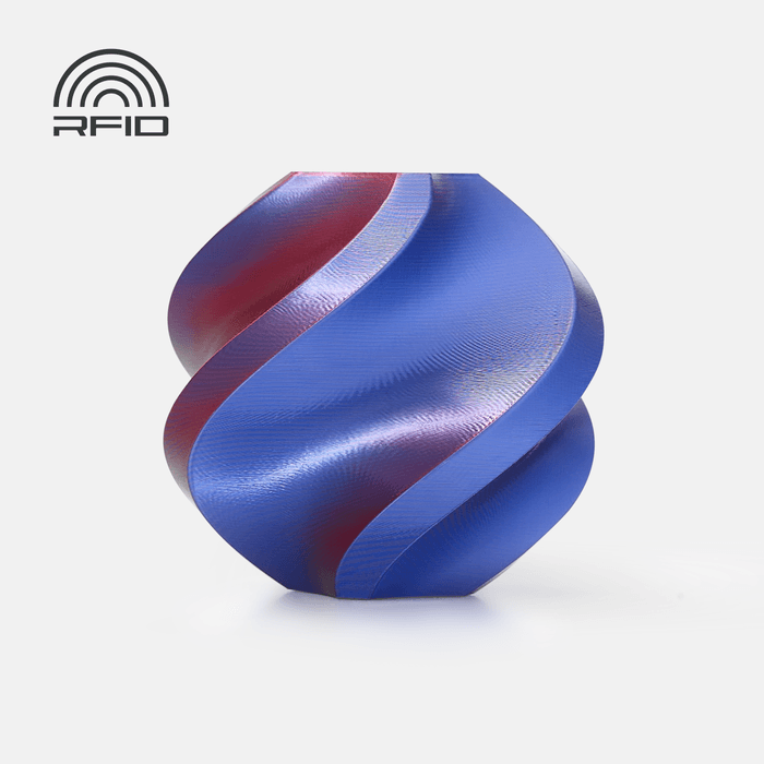 Bambu PLA Silk Multi-Color - Midnight Blaze (Blue-Red) 3D-printed color sample