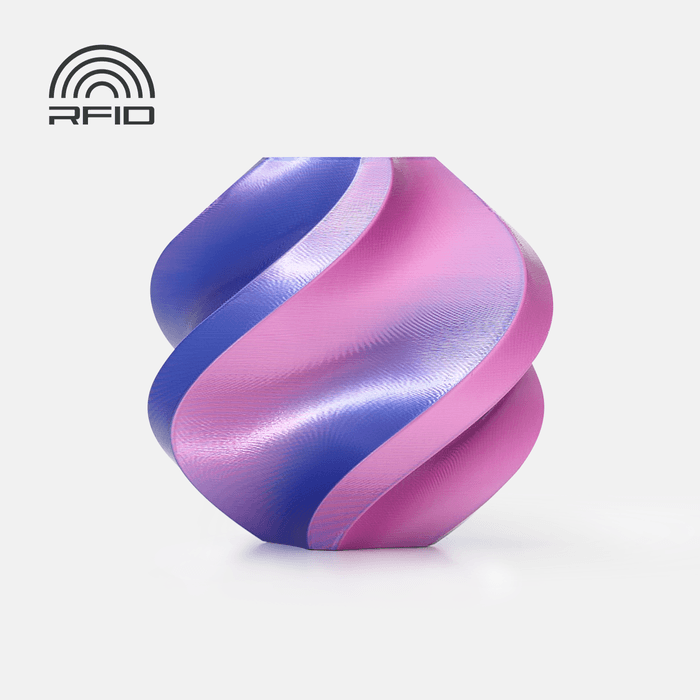 Bambu PLA Silk Multi-Color - Neon City (Blue-Magenta) 3D-printed color sample