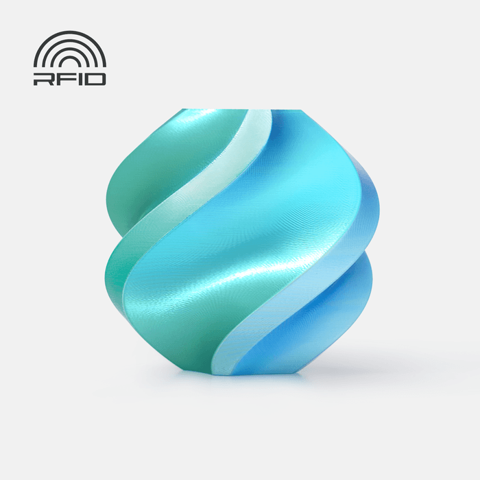 Bambu PLA Silk Multi-Color - Blue Hawaii (Blue-Green) 3D-printed color sample