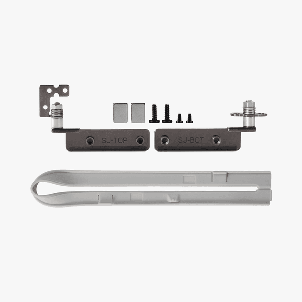 Bambu Lab 3D printer front door mounting kit showing parts and hardware for secure attachment.