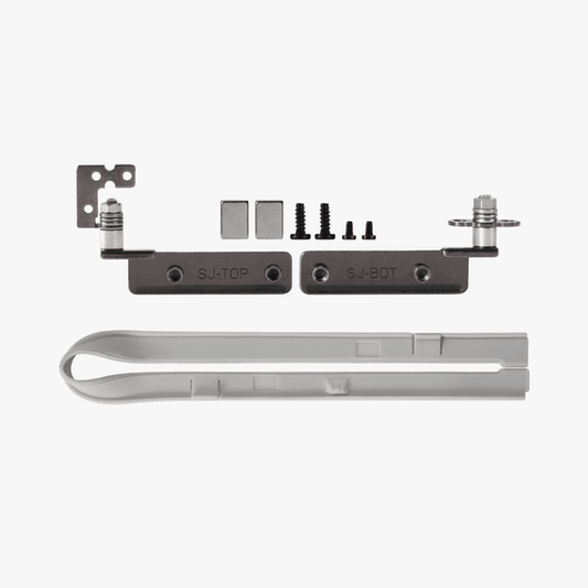 Bambu Lab 3D printer front door mounting kit showing parts and hardware for secure attachment.