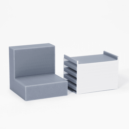 Bambu Support for PLA: printed overhang test pieces after support removal