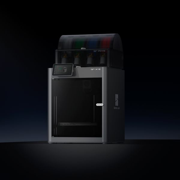 Bambu Lab X1E Combo from the X1 Series, featuring 3D printer components and accessories in a compact setup.