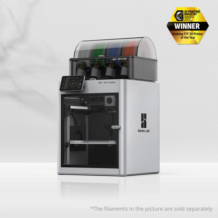 Bambu Lab X1C 3D printer from the X1 Series, showcasing its sleek design and build platform in a well-lit setting.
