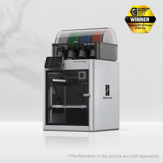 Bambu Lab X1C 3D printer from the X1 Series, showcasing its sleek design and build platform in a well-lit setting.