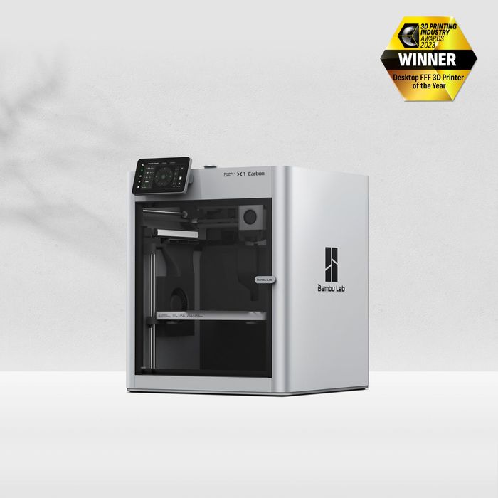 Bambu Lab X1C 3D printer from the X1 Series, with sleek design and advanced features, branded Bambu Lab.