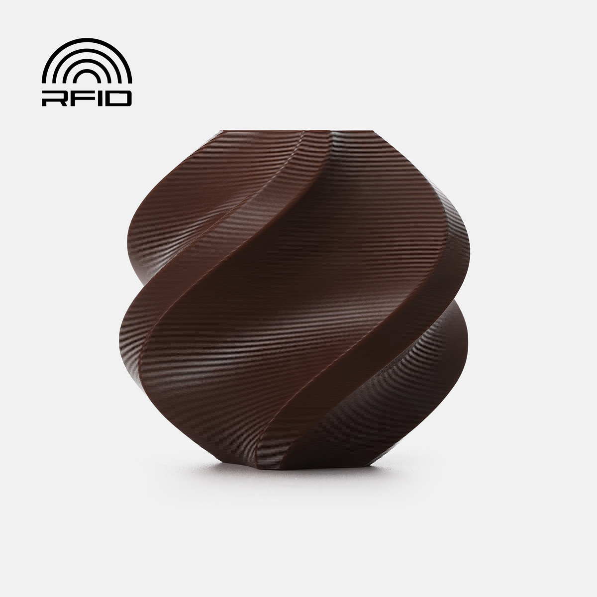 Dark brown Bambu Lab PETG Basic Filament spool, showcasing the smooth, high-quality PETG filament for 3D printing.