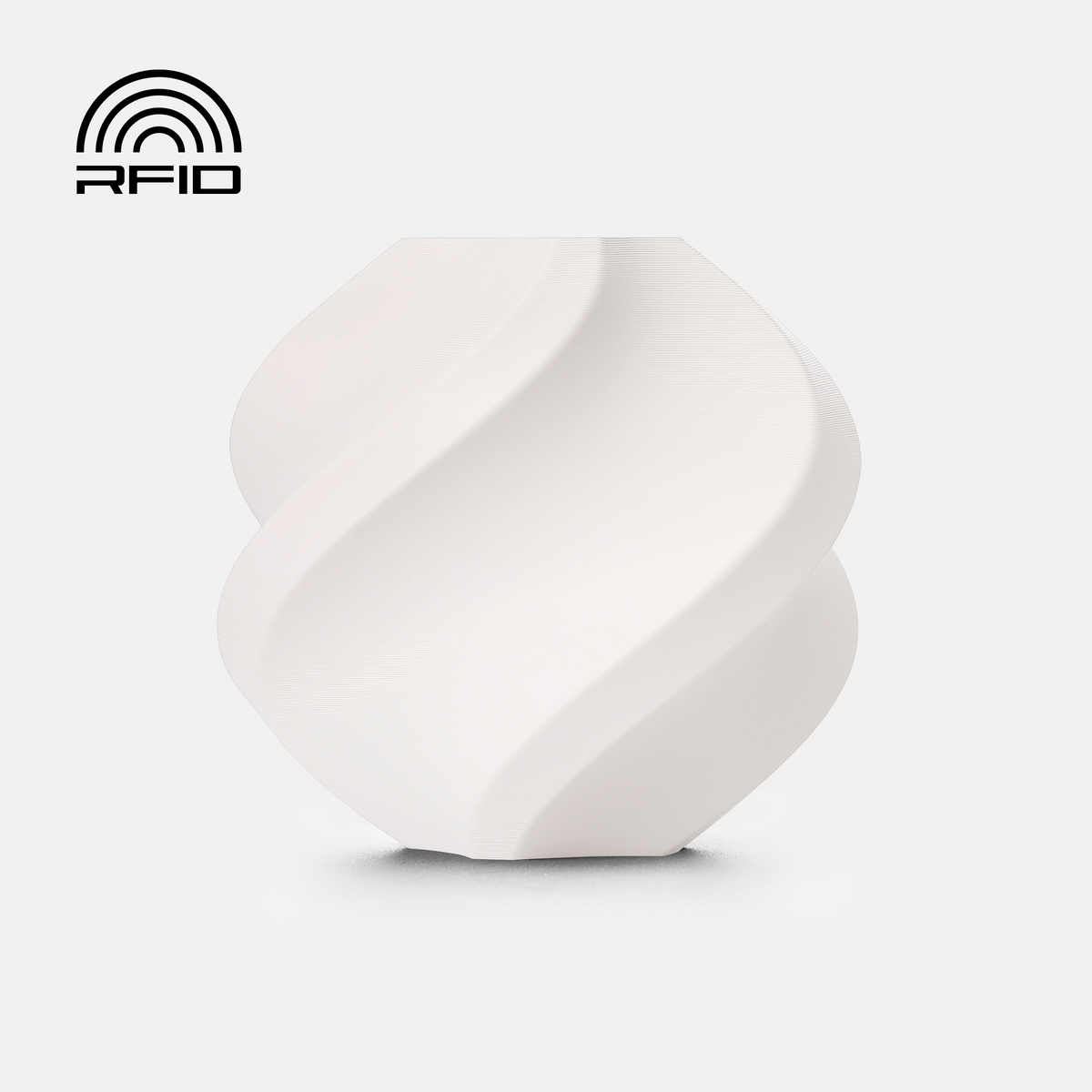 White Bambu Lab PETG Basic filament spool for 3D printing, showcasing the filament roll with Bambu Lab branding.