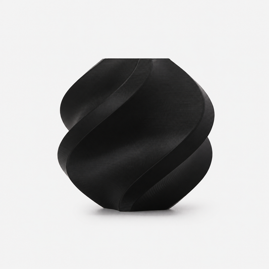Black Bambu Lab PETG matte filament spool for 3D printing, showcasing the smooth, matte finish of the PETG filament.