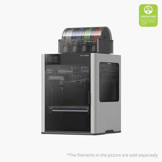 NEX3D Bambu Lab H2D AMS Combo 3D printer in black with digital display and filament spool holder, ready for 3D printing.