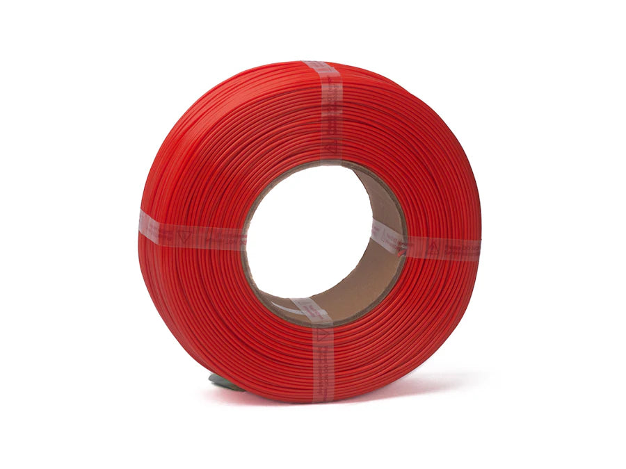 Red Filapoly High Speed PLA Basic filament refill by NEX3D, showing a spool of vibrant red 3D printing filament.
