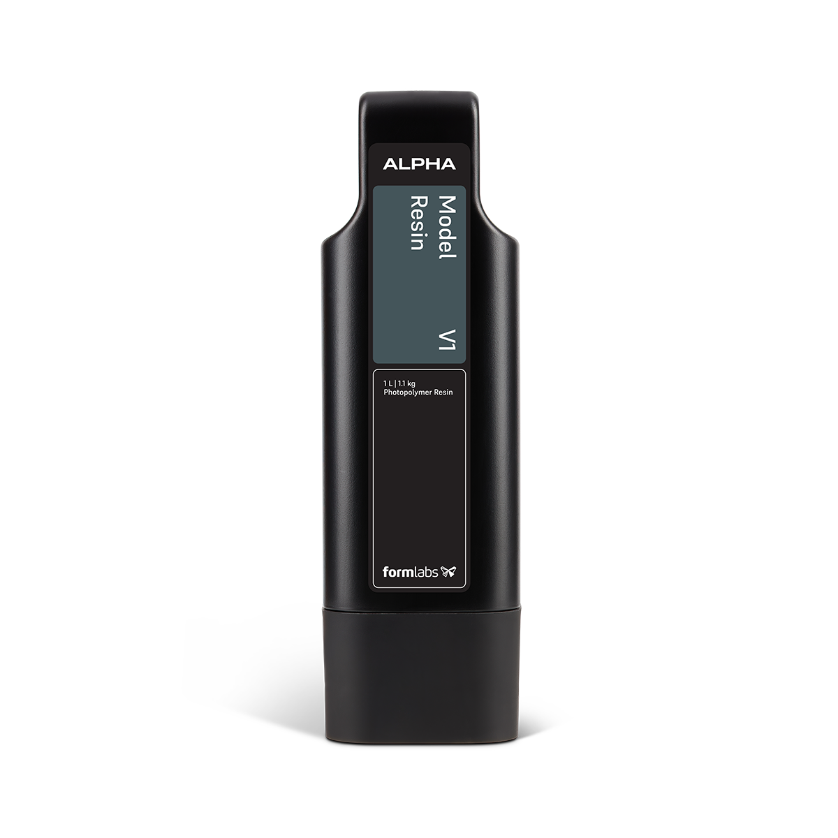 Formlabs Alpha Model Resin 1L bottle, a high-quality 3D printing material for precise and durable prototypes.